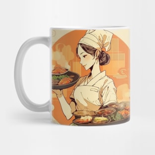 asian restaurant waitress Mug